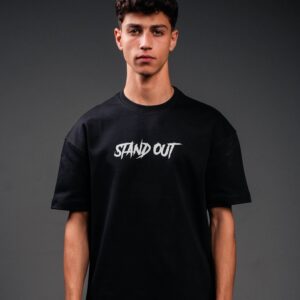 تيشرت أوفر سايز قطن بطبعة جرافيك STAND OUT / FREEDOM - متاح بألوان (أسود / أبيض)