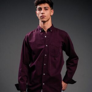 قميص رجالي كاجوال بأكمام طويلة ولون نبيتي وياقة Button-Down – ستايل عصري للاستخدام اليومي